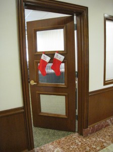 Office door with stockings