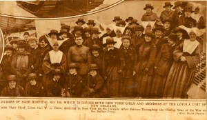 Newsclipping showing the Sisters' arrival in New York in April of 1919.