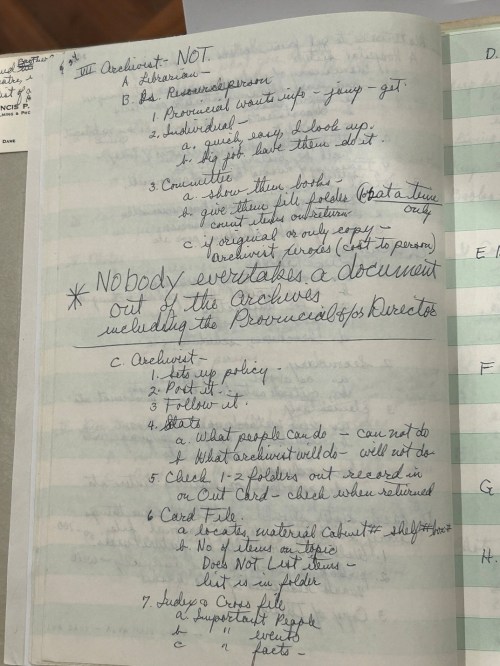 Sister Elaine Wheeler's description of what an archivist is and is not