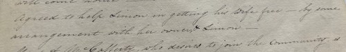 From Council Minutes, November 9, 1830:  “Agreed to help Simon in getting his wife free by some arrangement with her owner, & Simon-“
