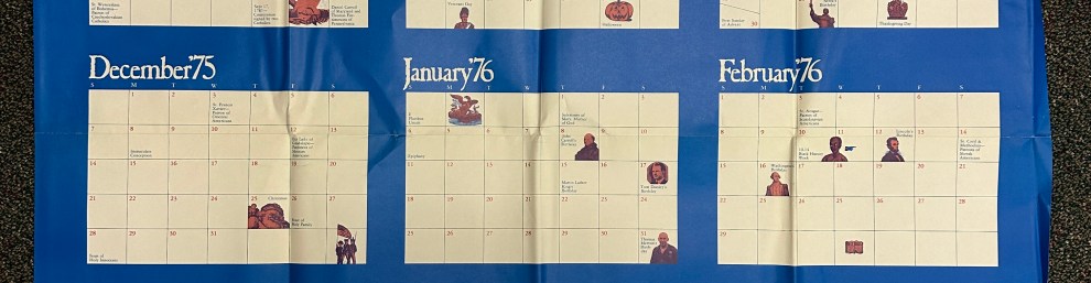 "A Declaration of Interdependence" Calendar from 1975-1976, published by the United States Catholic Conference and National Catholic Educators Association