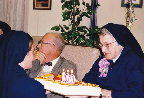 Sister Mildred Dunker on her 100th birthday