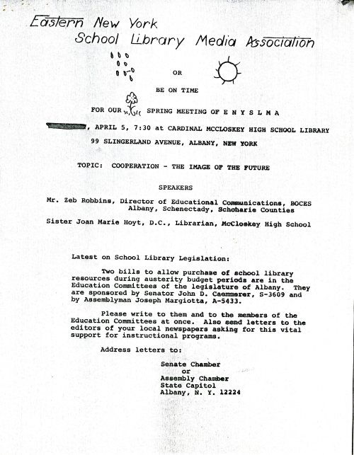 Spring meeting notice of ENYSLMA
